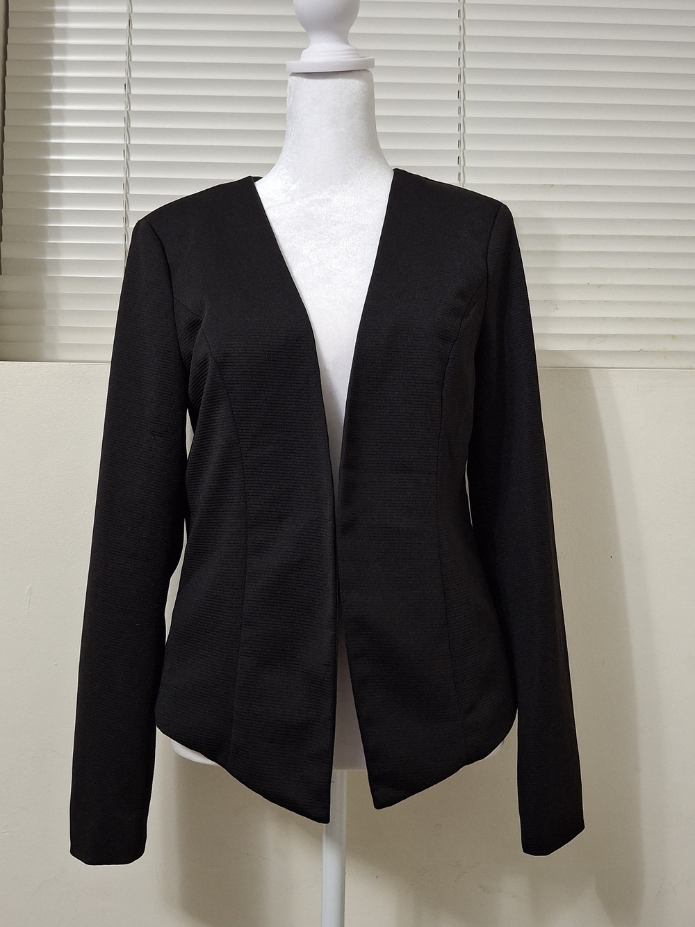 ONLY Black Open-Front Textured Blazer Jacket Size 36 / Small